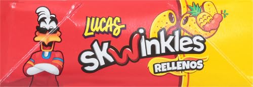 Lucas Skwinkles Pineapple - Tamarind Filled Flavored Sweet & Sour Candy Strips, 0.92oz - 12 Pieces for Treats, Fruit, Parties, Piñatas