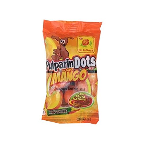 Authentic Sabores - Imported Mexican Pulparindo Hot and Salted Tamarind Pulp Candy With Mango Flavor 20ct. With 1ct. Pulparind Dots Tamarind Pulp Candy Mango Flavored