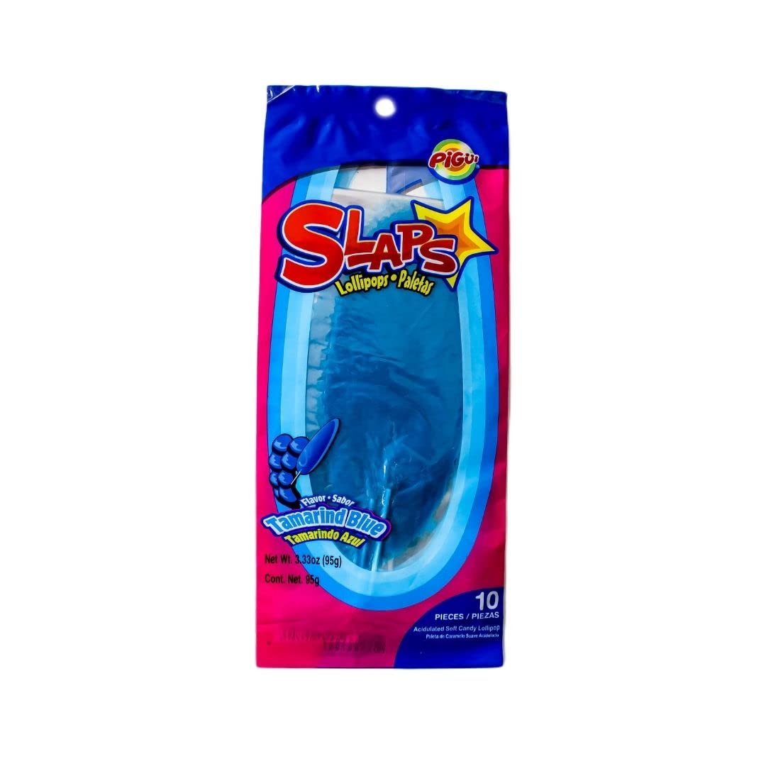 Dulces Pigui Slaps Green Apple Flavor Paletas Mexican Candy (10 Lollipops)
