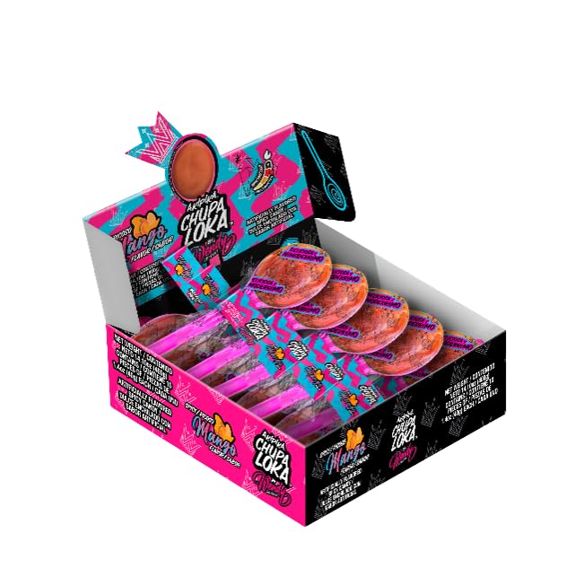 Chupaloka Wendy Guevara Mexican Candy Mango Spicy Lollipop with Chili Powder Sweet & Sour Tamarind Flavor Viral Mexican Candy with Spoon 10 Pack
