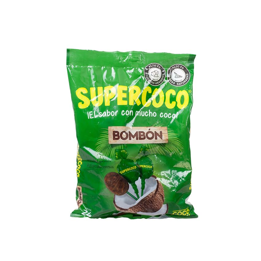 Supercoco Caramel Lollipop with Coconut – 24 Count | Bombón de Caramelo con Coco Natural, 360 g | Authentic Colombian Candy Made with Real Coconut | Traditional Latin Sweet Treat