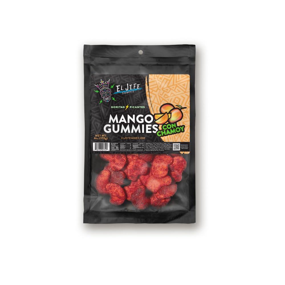 El Jefe Snacks Chamoy Red Ropes Candy – Sweet, Spicy & Tangy Mexican Chamoy Candy – Chewy Strawberry Ropes Coated in Chamoy – Gummy Candy, Authentic Mexican Snack, 6oz
