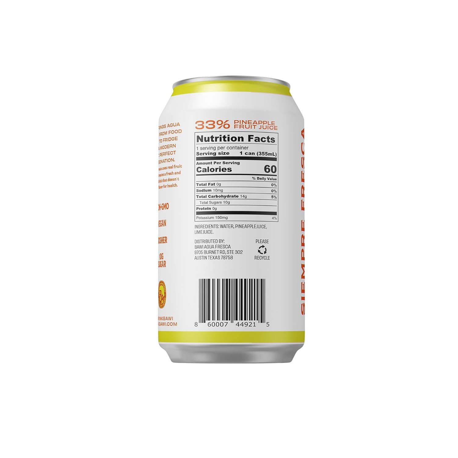 Bawi Sparkling Agua Fresca, 4 Pack Sparkling Water, Plant-Based, Low Calorie, Less Sugar, Mexican Drink Made in the USA (4 Count, Guava)