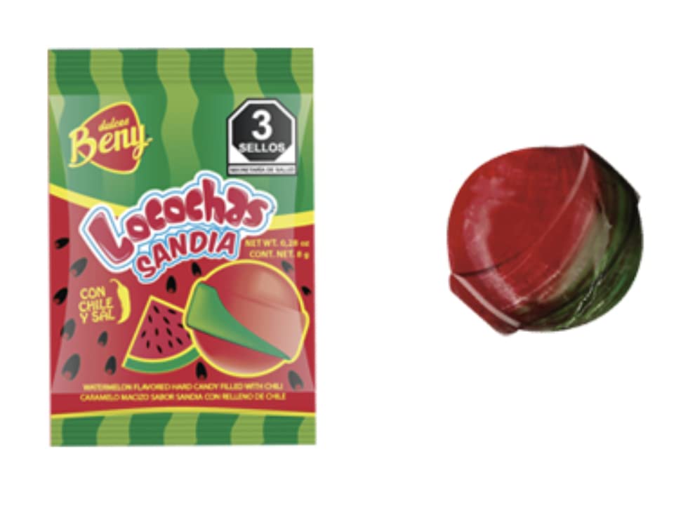 BENY LOCOCHAS WATERMELON (SANDIA) HARD CANDY 1LB .098 OZ 60 PCS