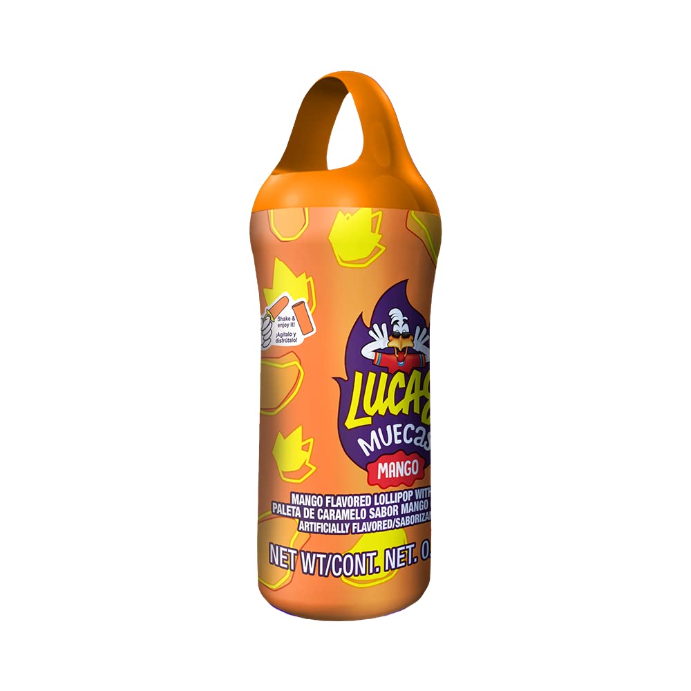 Lucas Muecas Lollipop Mango Flavor Candy, 0.96oz - 10 Pieces Pack for Treats, Snack, Parties, Piñatas