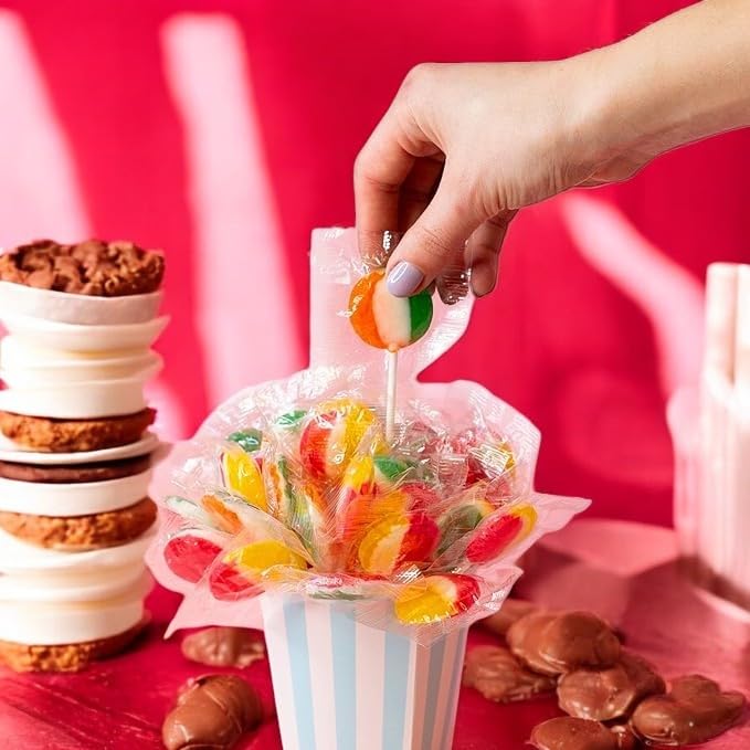 Tiger Pop Lollipops Assorted Mix Fruit Flavors-1.5 lbs Flat and Round Lollipops, Individually Wrapped for Freshness and Convenience- Swirl of Mixed Flavors great for adults and kids of all ages(24 oz)
