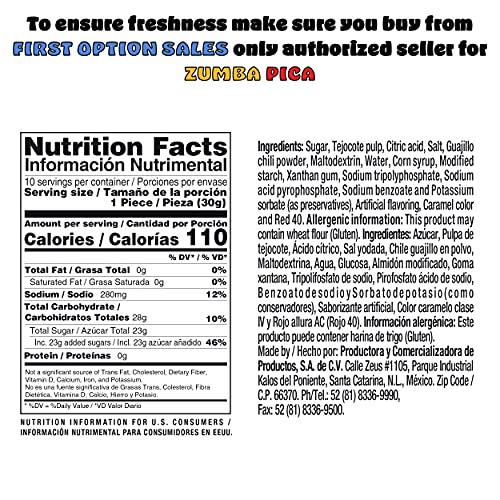 Zumba Pica Tamarind Mexican Candy, 10 Pieces, 1.06 Ounces Each