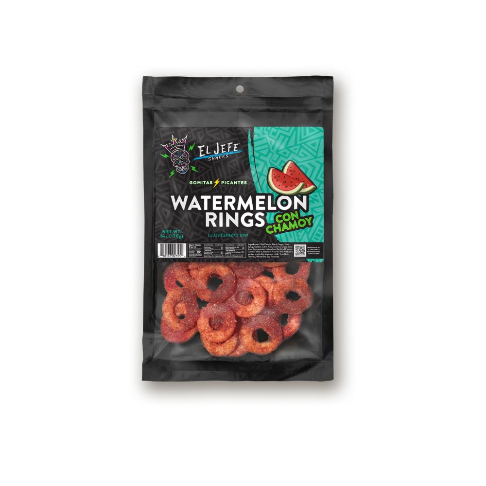 El Jefe Snacks Chamoy Red Ropes Candy – Sweet, Spicy & Tangy Mexican Chamoy Candy – Chewy Strawberry Ropes Coated in Chamoy – Gummy Candy, Authentic Mexican Snack, 6oz