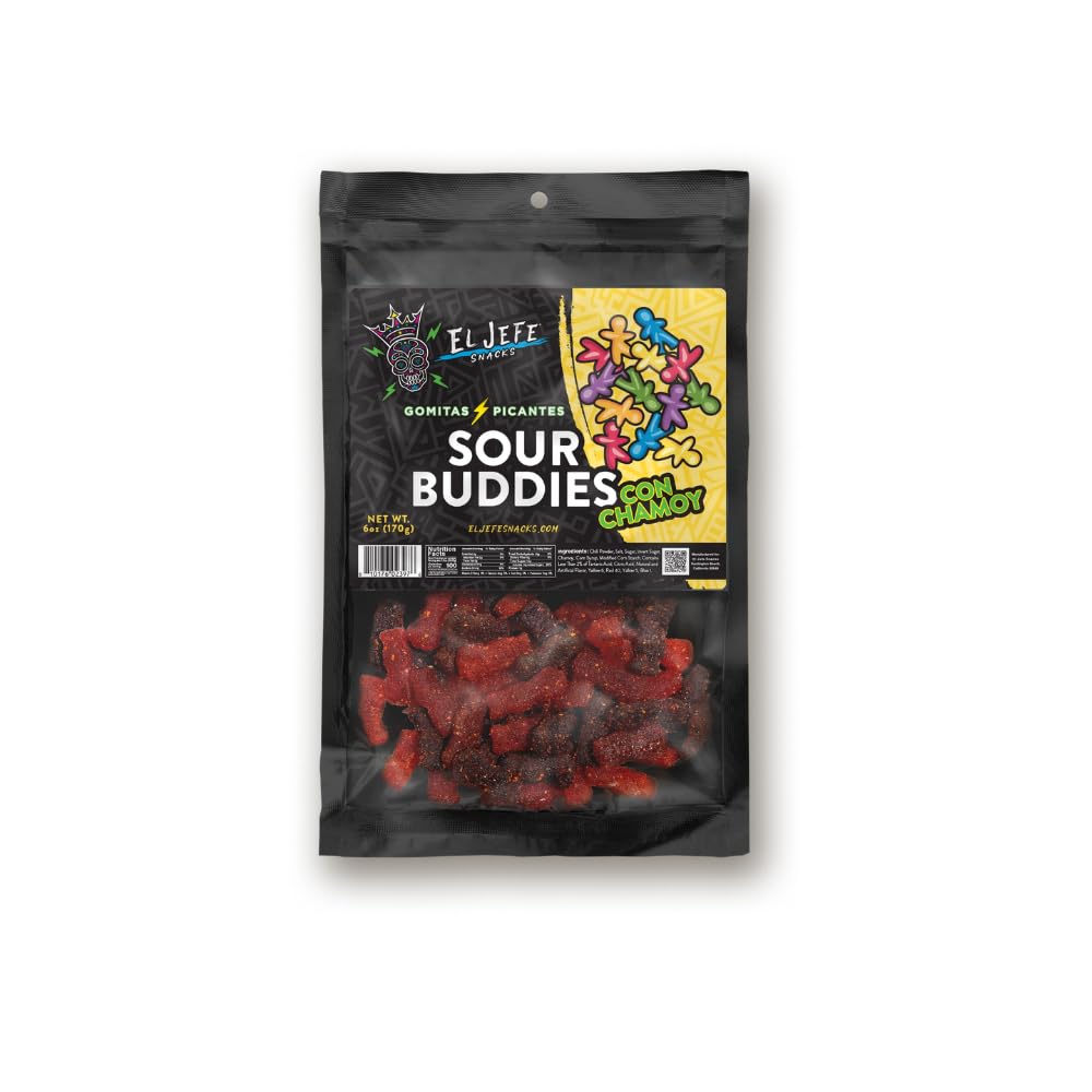 El Jefe Snacks Chamoy Red Ropes Candy – Sweet, Spicy & Tangy Mexican Chamoy Candy – Chewy Strawberry Ropes Coated in Chamoy – Gummy Candy, Authentic Mexican Snack, 6oz