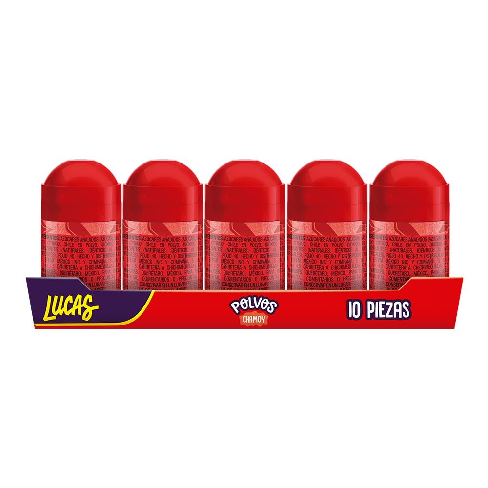 Lucas Powder Chamoy Flavored Candy, 0.71oz - 10 Pieces Pack for Treats, Fruit, Parties, Piñatas – Perfect treat for Easter Baskets