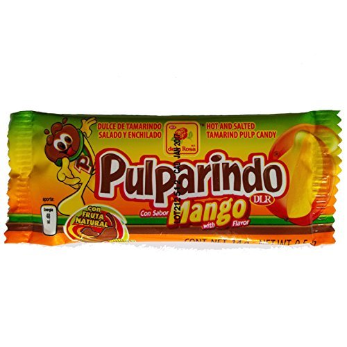 Authentic Sabores - Imported Mexican Pulparindo Hot and Salted Tamarind Pulp Candy With Mango Flavor 20ct. With 1ct. Pulparind Dots Tamarind Pulp Candy Mango Flavored