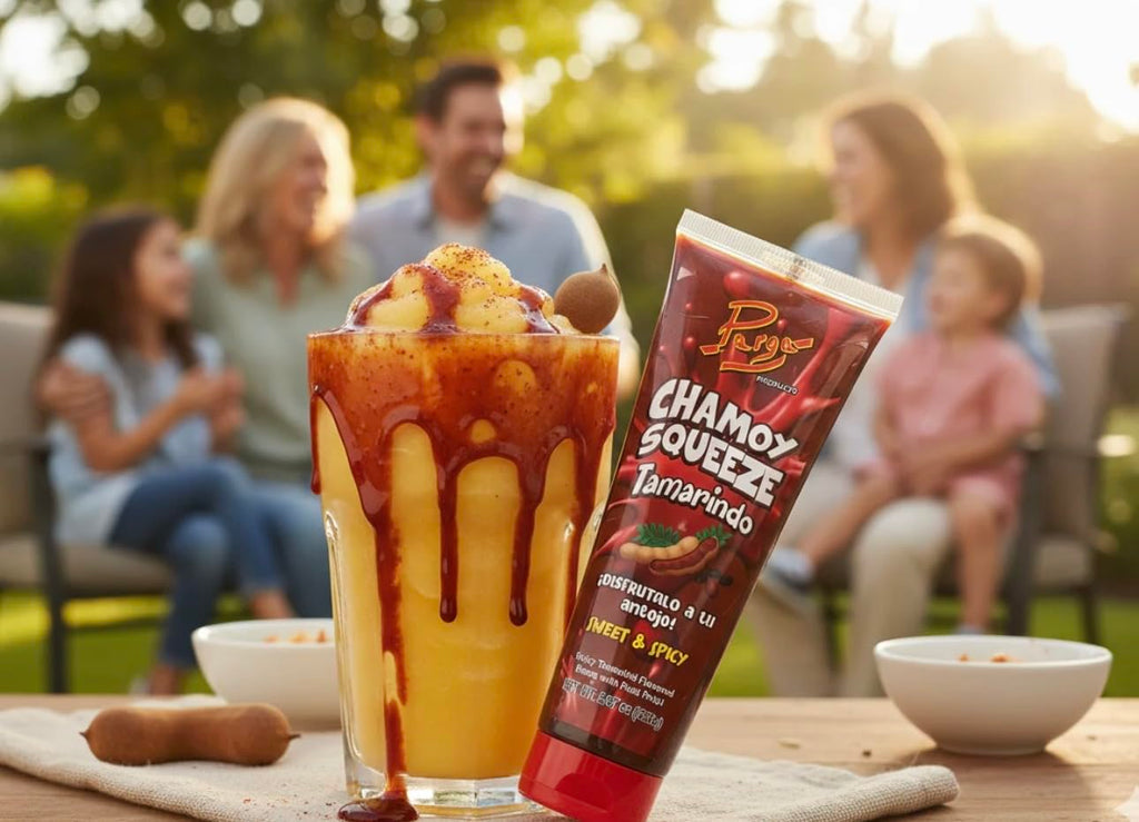 CHAMOY SQUEEZE VARIETY sauce with pulp mango watermelon & tamarind for a spicy tangy & sweet flavor 3 pk