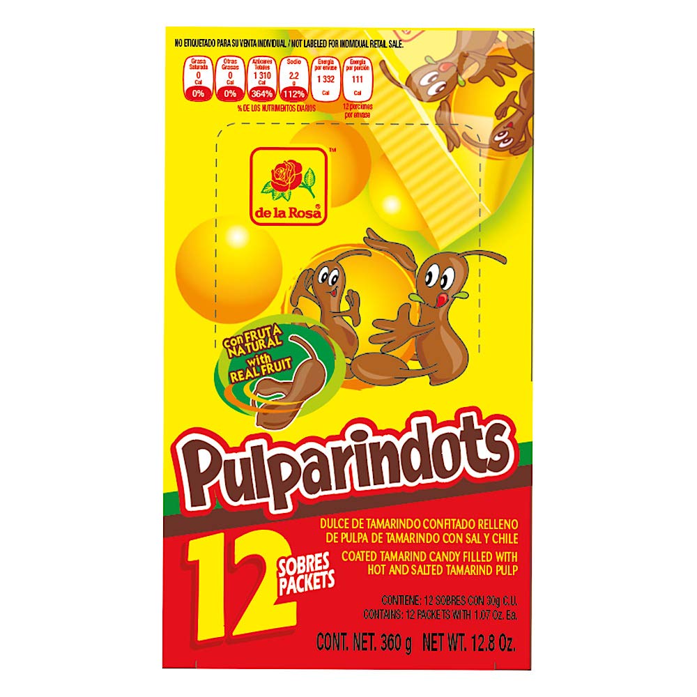 De La Rosa Pulparindots Tamarind Flavor, 12 Packets, 10 Pcs EA and 2 pulparindos tamarind flavor