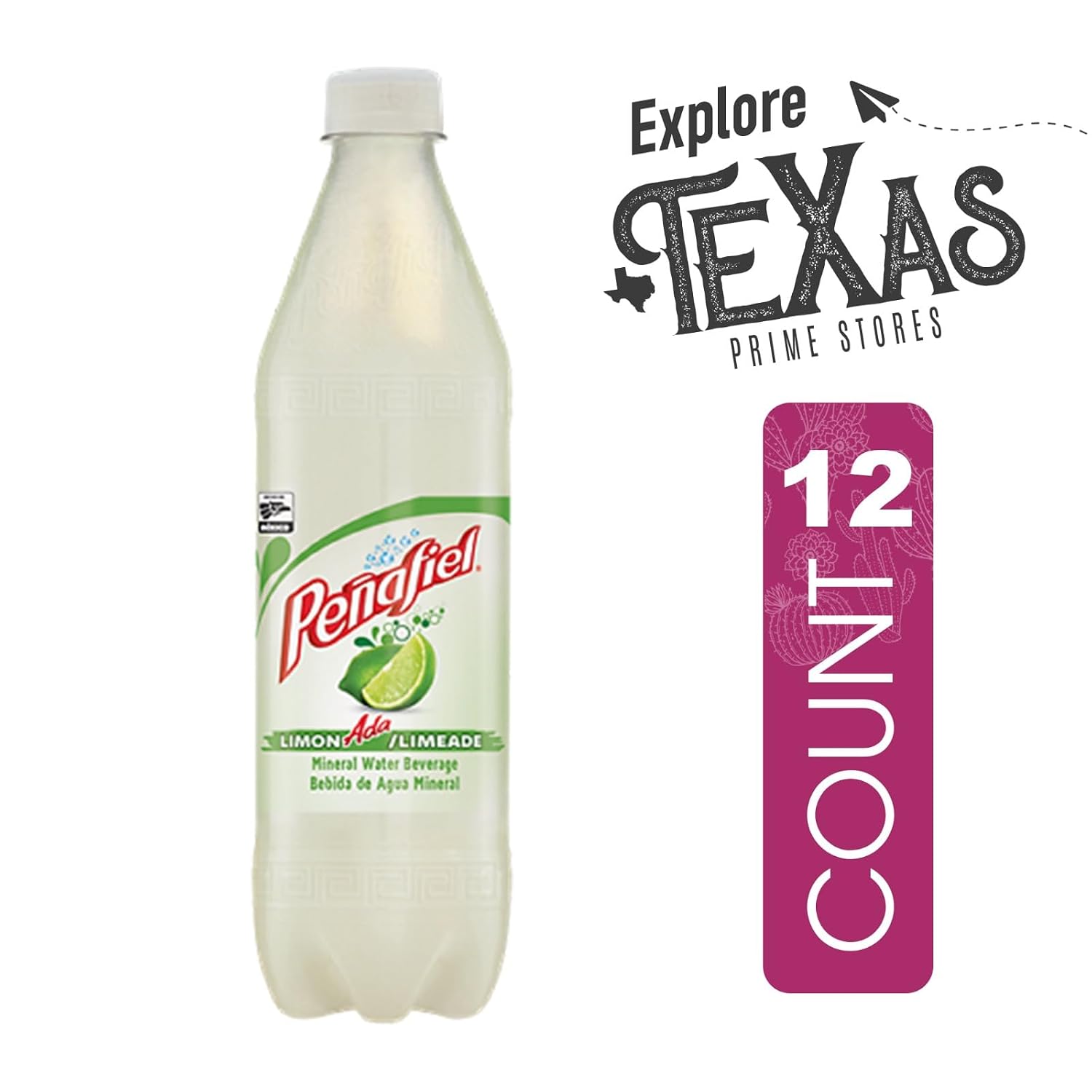 Penafiel 12 Pack of Limeade Mineral Spring Water Beverage 20.3 fl oz Plastic Bottle Imported from Mexico