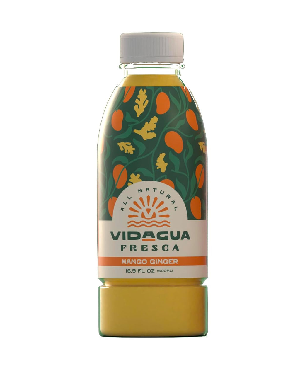 Vidagua Agua Fresca, Mango Ginger, Ready-to-Drink Fruit Beverage, 16.9 fl oz Bottles, Pack of 12