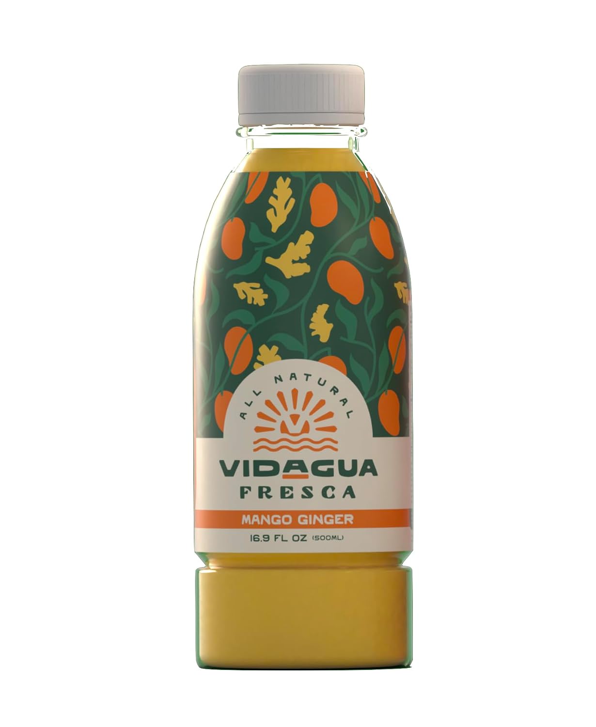 Vidagua Agua Fresca, Mango Ginger, Ready-to-Drink Fruit Beverage, 16.9 fl oz Bottles, Pack of 12