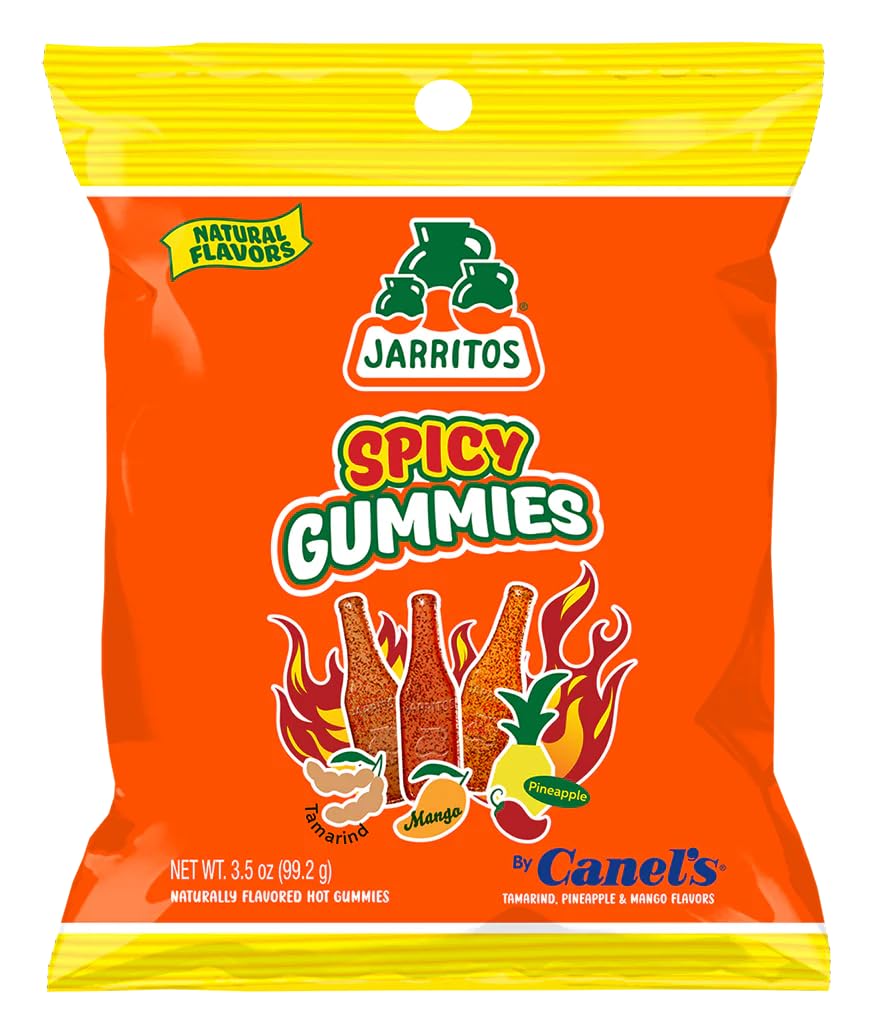 Jarritos Spicy Gummies by Canel's, Tamarind, Mango and Pineapple Natural Flavors, 3.5 oz, Pack of 12