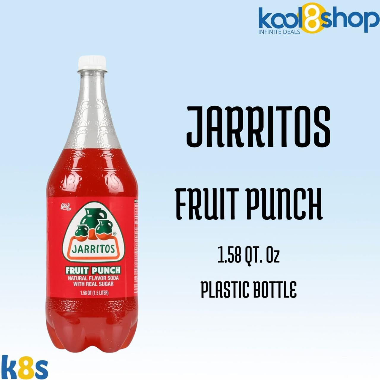 Jarritos Variety Collection Mexican Soft Soda Drink Flavors May Vary 1.5 Lt Plastic Bottles 5-Pack + 15 Sugarcane Disposable Straws by KOOL8SHOP Infinite Deals
