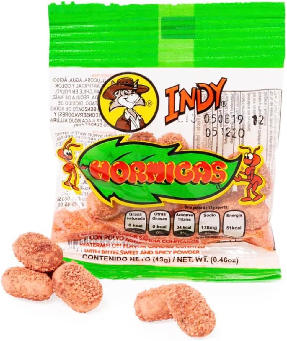 Indy Hormigas Watermelon Flavor Candies with Bittersweet and Spicy Powder