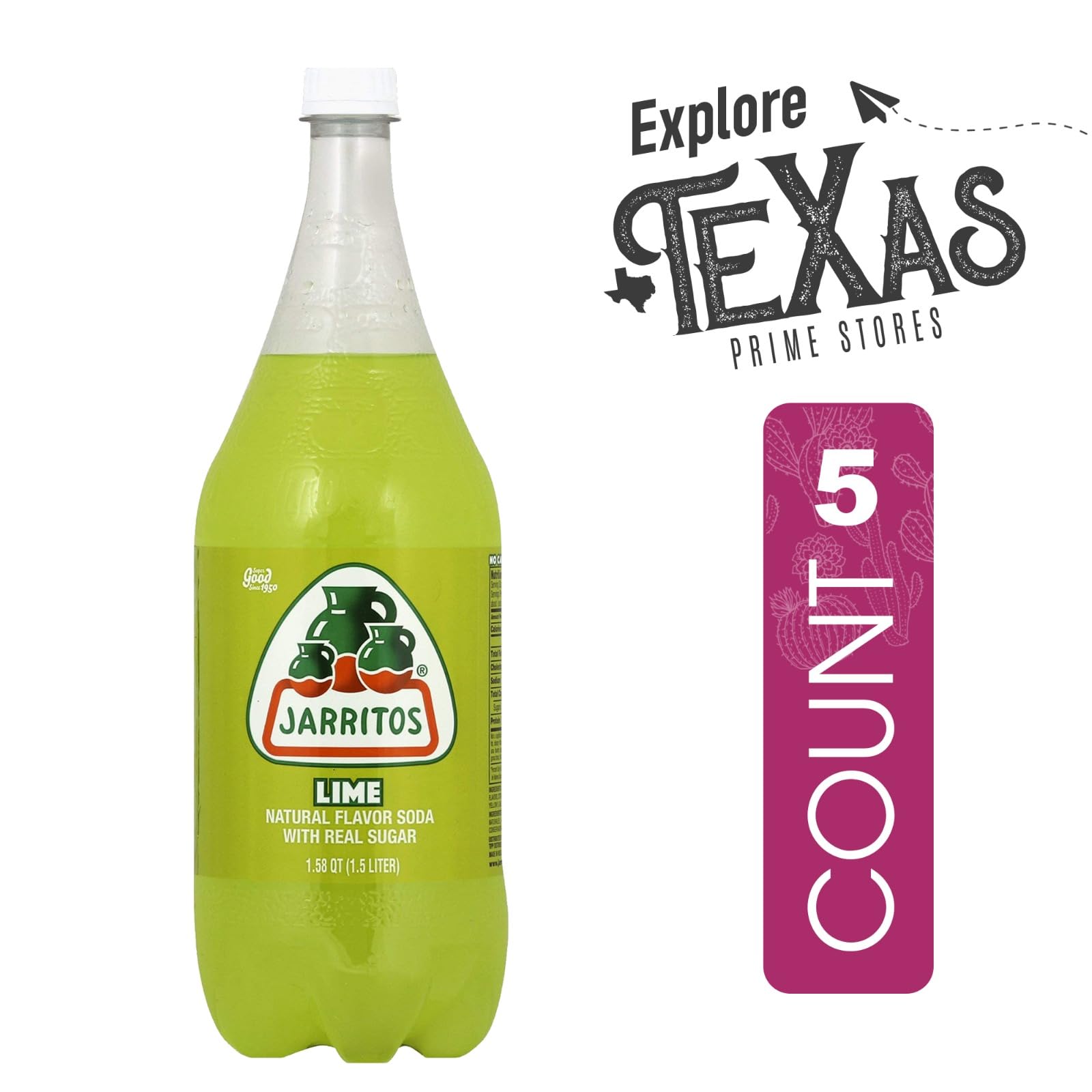 Sidral Mundet 5-Pack of Mexican Soft Drink Plastic Bottle 50.7 fl oz (1.5 lt) Made with 100% Natural Sugar