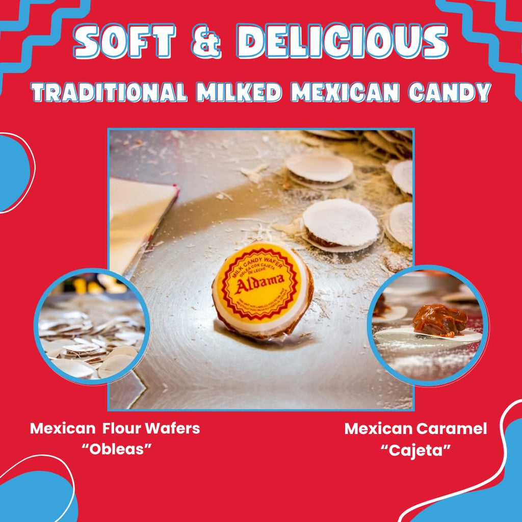 ALDAMA Mini Obleas Milk Candy Wafers – Traditional Mexican Cajeta Wafer Candy, Individually Wrapped (1-Pack, 20 Piece Per Pack)
