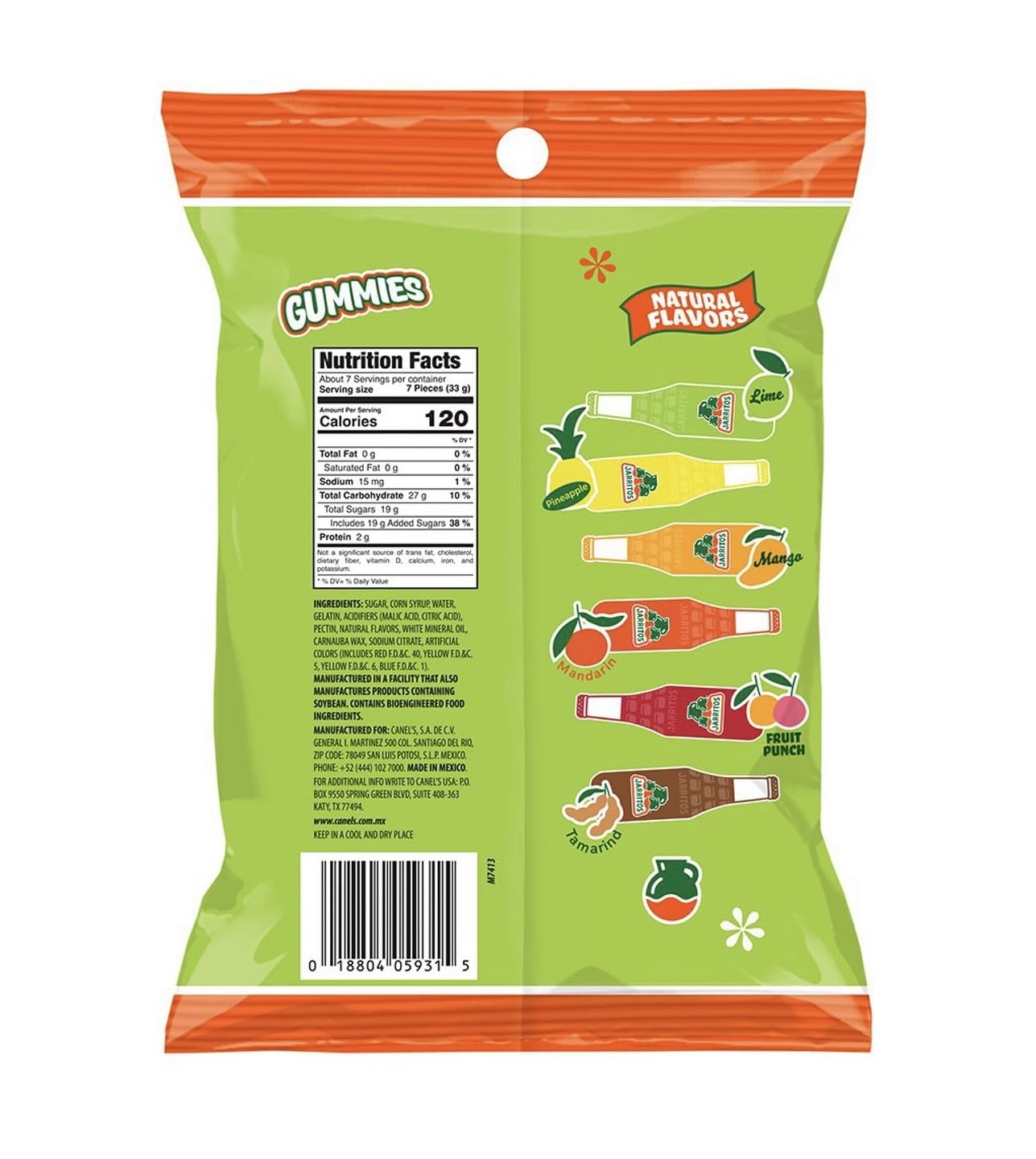 Jarritos gummies fruit flavored original sour & spicy mexican candy 8oz 3 pk