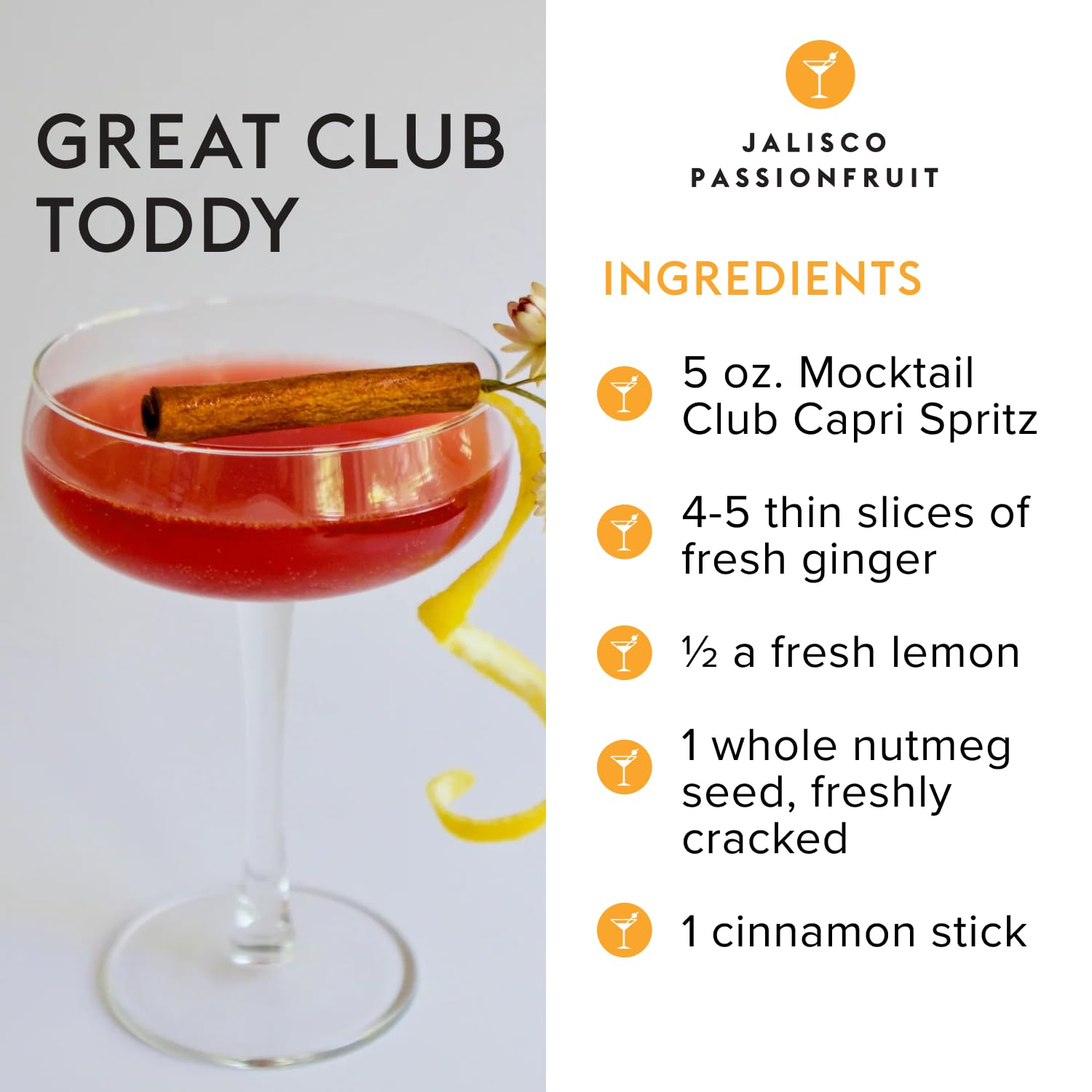 Mocktail Club Jalisco Passionfruit Sparkling Non-Alcoholic Cocktail 12oz (12pk), 80 Cals, Gluten-Free, No Artificial Ingredients, Zero Proof – with Passionfruit