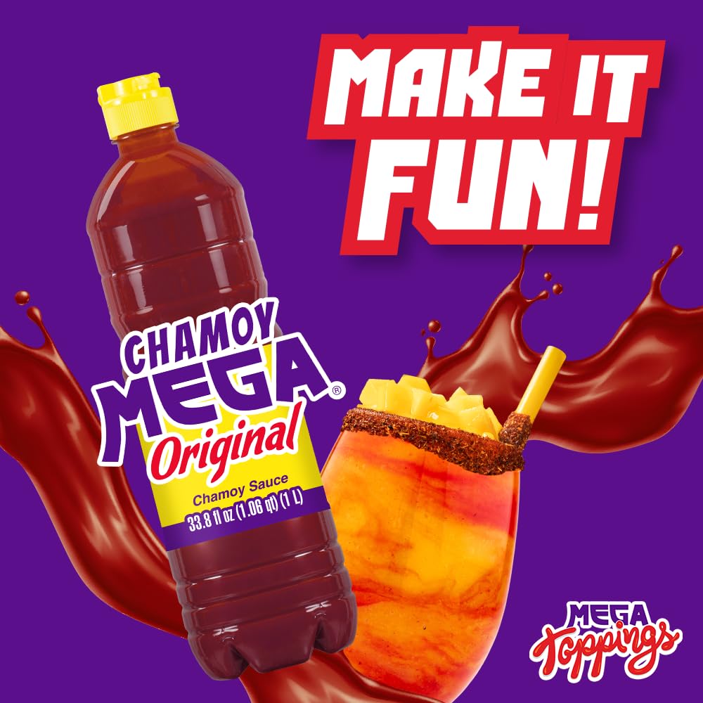 Chamoy Mega Sauce – 33.8 oz Authentic Mexican Chamoy for Fruit, Candy & Drinks – Sweet, Tangy, Salty & Mildly Spicy with a Bold, Classic Mexican Flavor