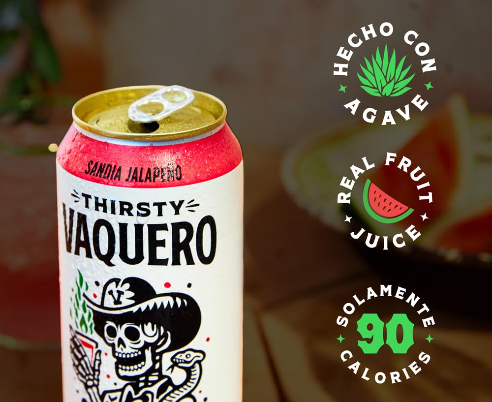 Thirsty Vaquero, Variety Pack, Mexican-inspired soda, Real Fruit Juice & Savory Spices, Organic Agave, Low Calorie | Lime, Salt & Chile, Watermelon Jalapeno, Mango Habanero (12-Pack | 16Oz Cans)