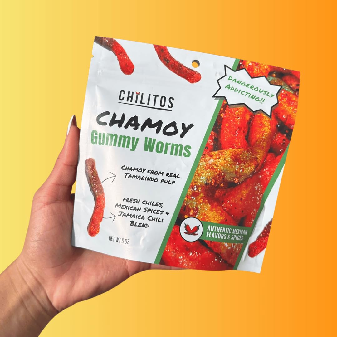 Chilitos Sweet, Sour & Spicy Chamoy Candy - Mexican Gummy Candy & Chamoy Gushers for All Ages, Authentic Dulces Mexicanos Enchilados as Seen on TikTok! (8 oz Jar, Gusher Balls Jar)