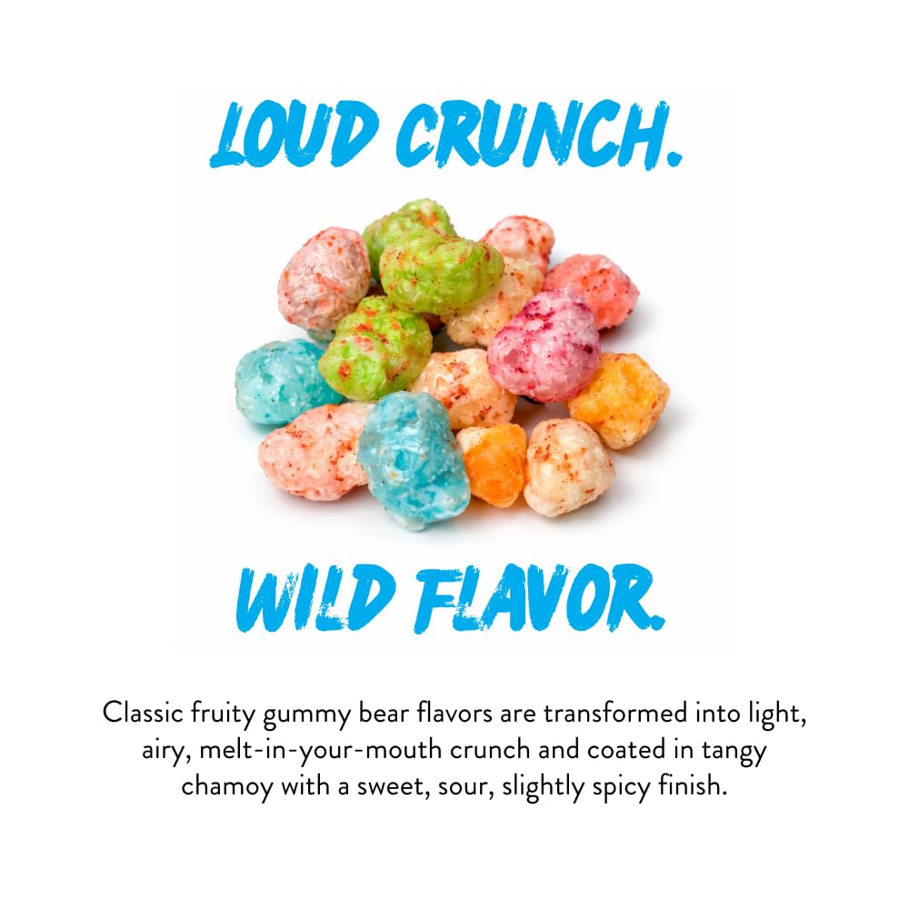 El Jefe Snacks Freeze-Dried Gummy Bears with Chamoy – Crunchy Freeze-Dried Candy with Sweet Fruit Flavor & Tangy Chamoy – Light, Airy Candy Snack, 1.5oz