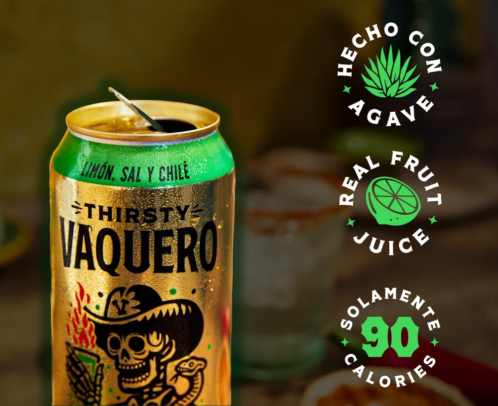 Thirsty Vaquero, Variety Pack, Mexican-inspired soda, Real Fruit Juice & Savory Spices, Organic Agave, Low Calorie | Lime, Salt & Chile, Watermelon Jalapeno, Mango Habanero (12-Pack | 16Oz Cans)