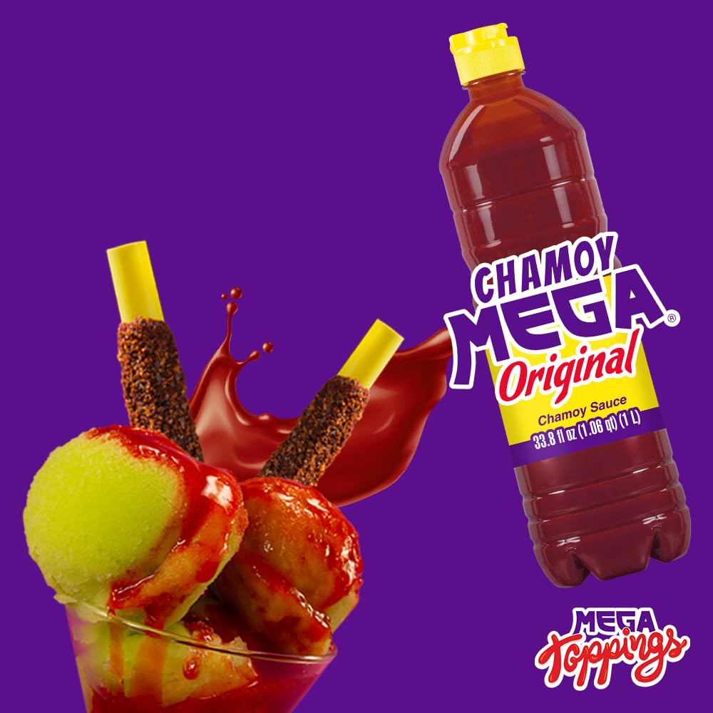 Chamoy Mega Sauce – 33.8 oz Authentic Mexican Chamoy for Fruit, Candy & Drinks – Sweet, Tangy, Salty & Mildly Spicy with a Bold, Classic Mexican Flavor