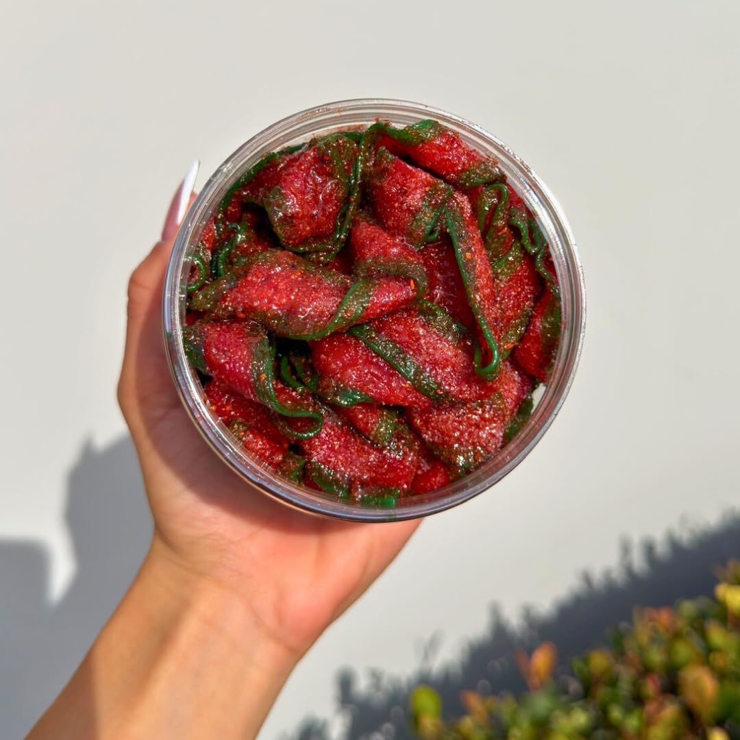 Chilitos Sweet, Sour & Spicy Chamoy Candy - Mexican Gummy Candy & Chamoy Gushers for All Ages, Authentic Dulces Mexicanos Enchilados as Seen on TikTok! (8 oz Jar, Gusher Balls Jar)