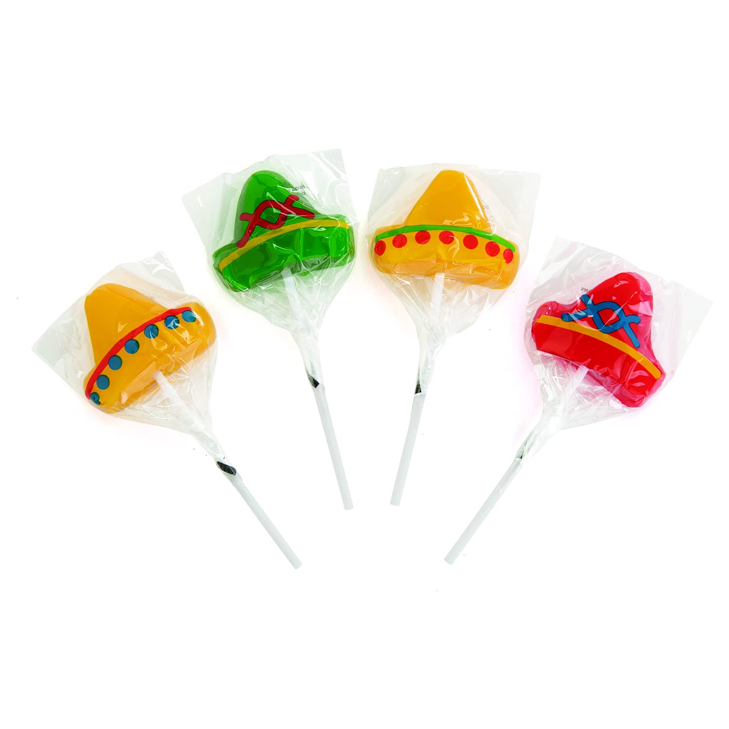 Fun Express Sombrero Suckers, Set of 12, Multi Color | Individually Wrapped, Fiesta And Cinco De Mayo Candy