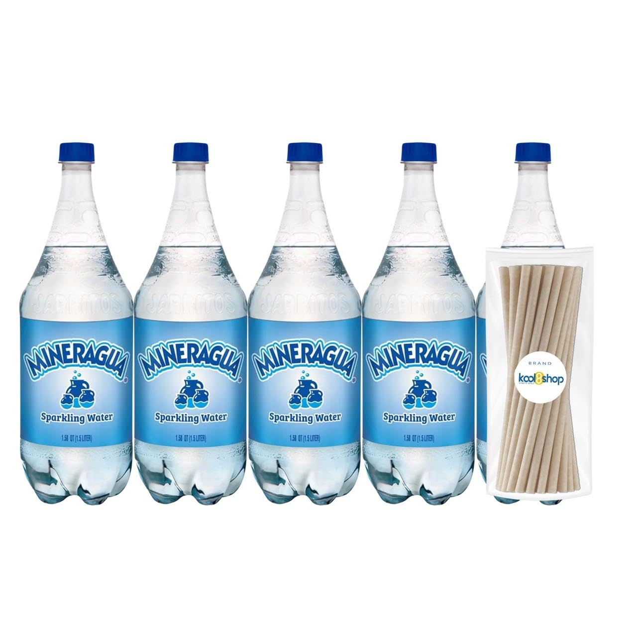 Jarritos Variety Collection Mexican Soft Soda Drink Flavors May Vary 1.5 Lt Plastic Bottles 5-Pack + 15 Sugarcane Disposable Straws by KOOL8SHOP Infinite Deals