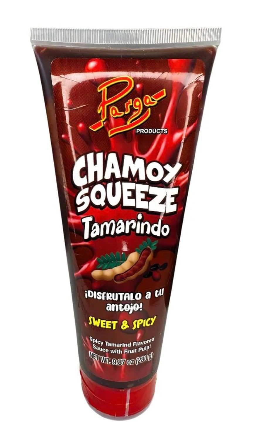 CHAMOY SQUEEZE VARIETY sauce with pulp mango watermelon & tamarind for a spicy tangy & sweet flavor 3 pk