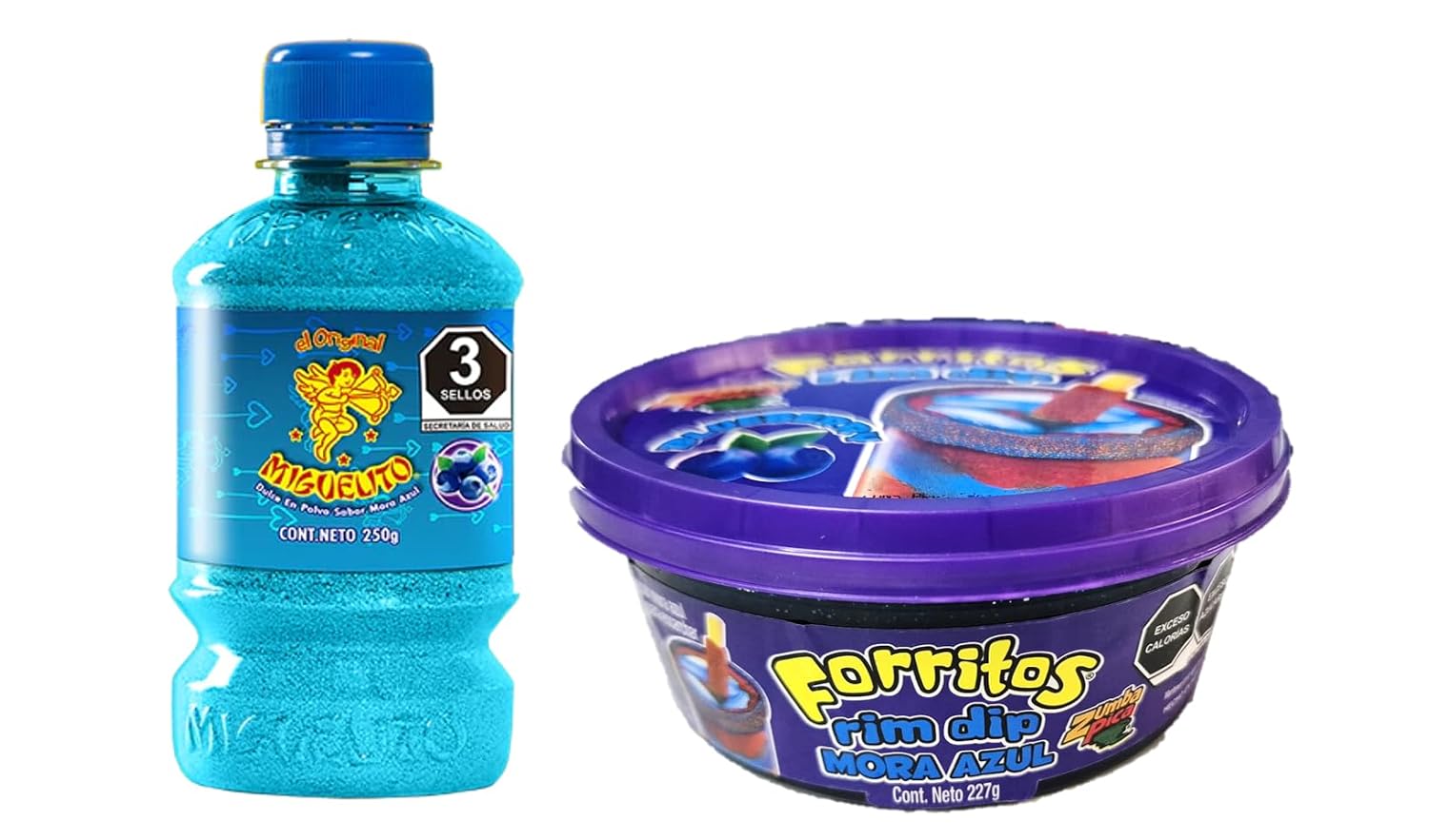SANTA VISTA Miguelito Chili Powder Blue bundle with Blue Chamoy // Great for Micheladas and Azulitos Drink // Paquete de Miguelito Azul y Chamoy de Mora Azul para Micheladas