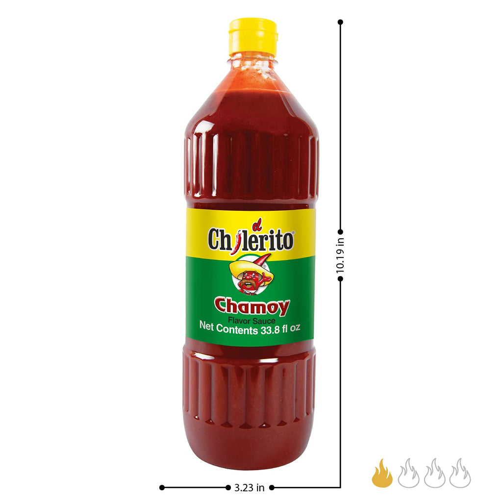 (3 Pack) EL CHILERITO Salsa Sabor Chamoy 1L/ 33.8 Fl. Oz - Mexican Flavor - For Sharing with Friends and Family - Mexican Chile- Kosher
