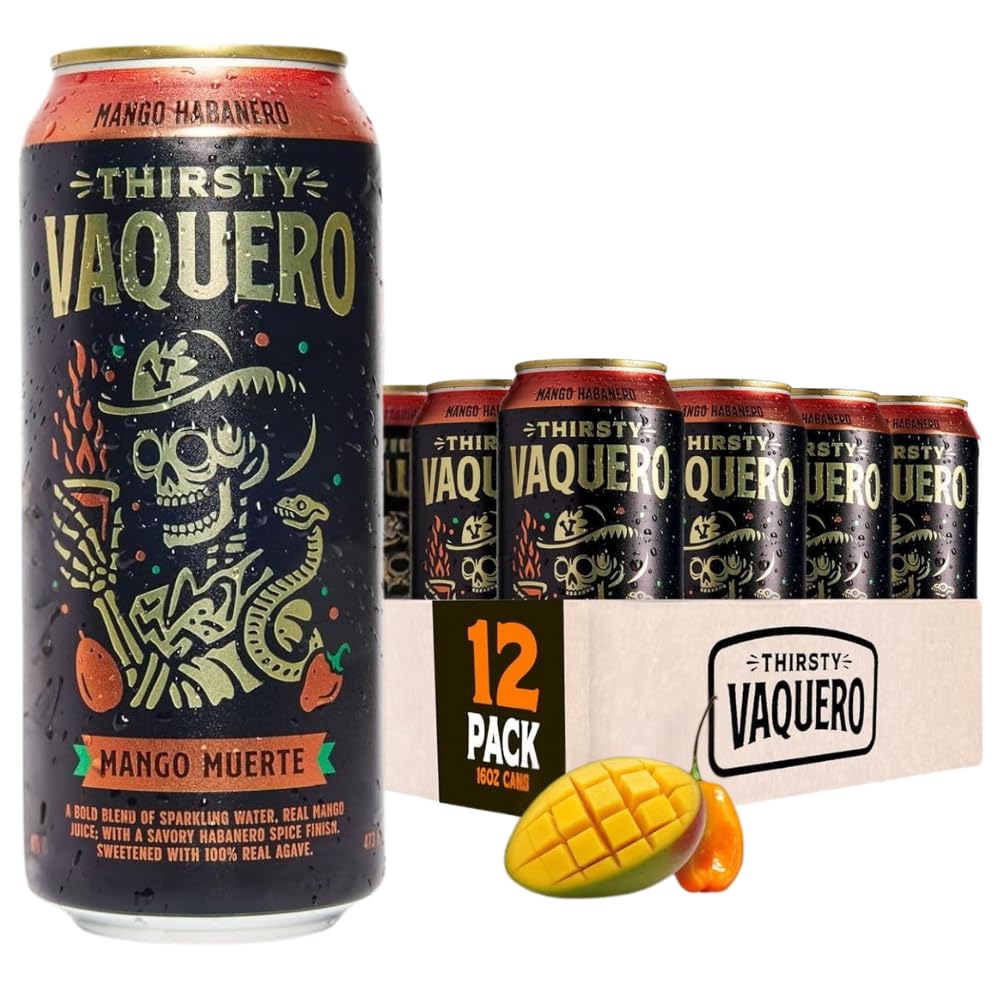 Thirsty Vaquero, Variety Pack, Mexican-inspired soda, Real Fruit Juice & Savory Spices, Organic Agave, Low Calorie | Lime, Salt & Chile, Watermelon Jalapeno, Mango Habanero (12-Pack | 16Oz Cans)