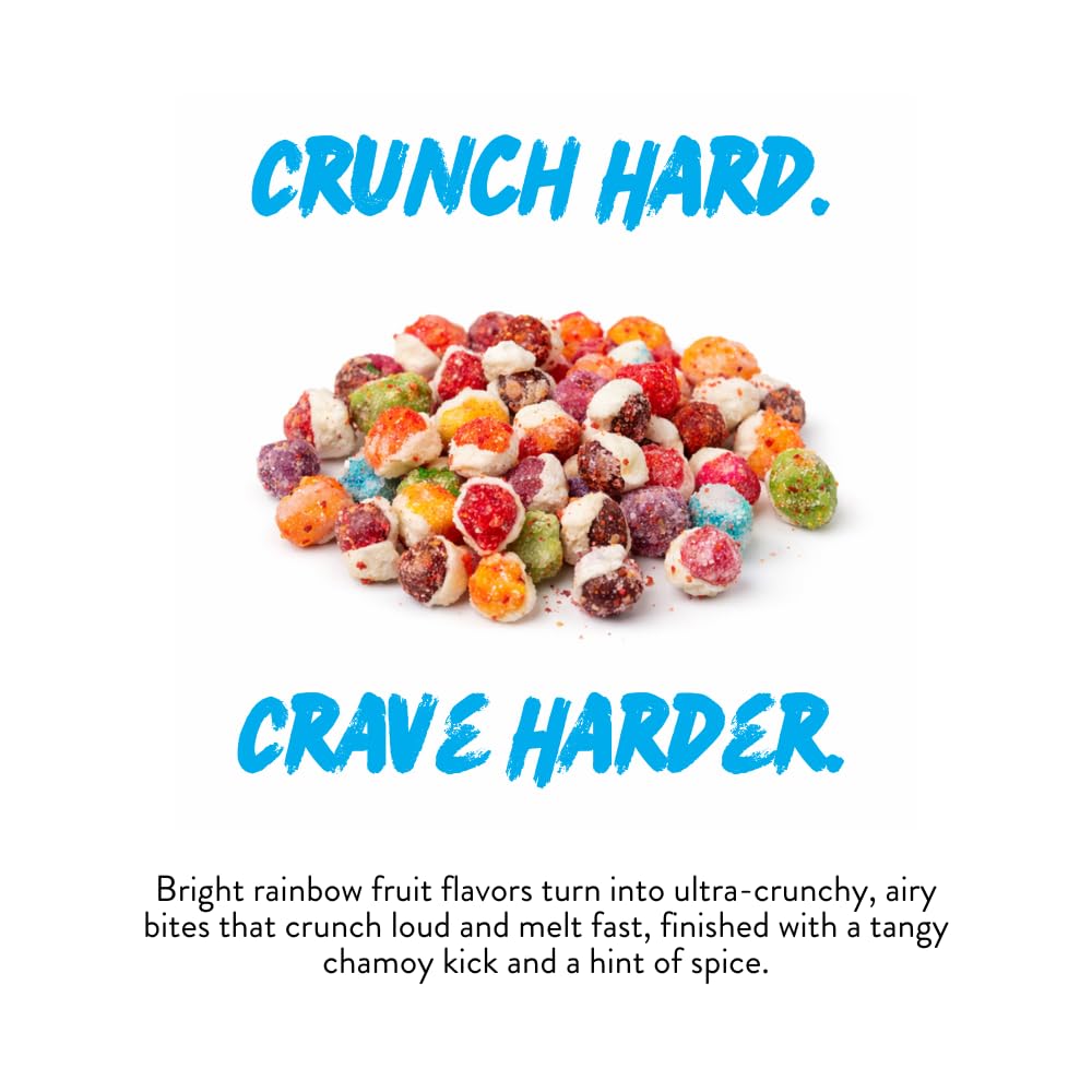 El Jefe Snacks, Freeze-Dried Rainbow Bites with Chamoy – Crunchy Freeze-Dried Candy with Sweet Fruit Flavor & Tangy Chamoy – Light, Airy Candy Snack, 6oz
