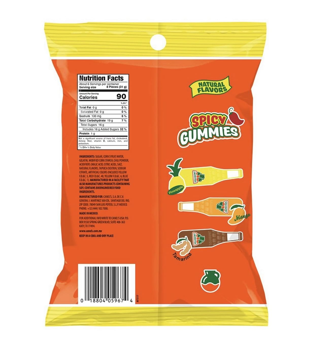 Jarritos gummies fruit flavored original sour & spicy mexican candy 8oz 3 pk