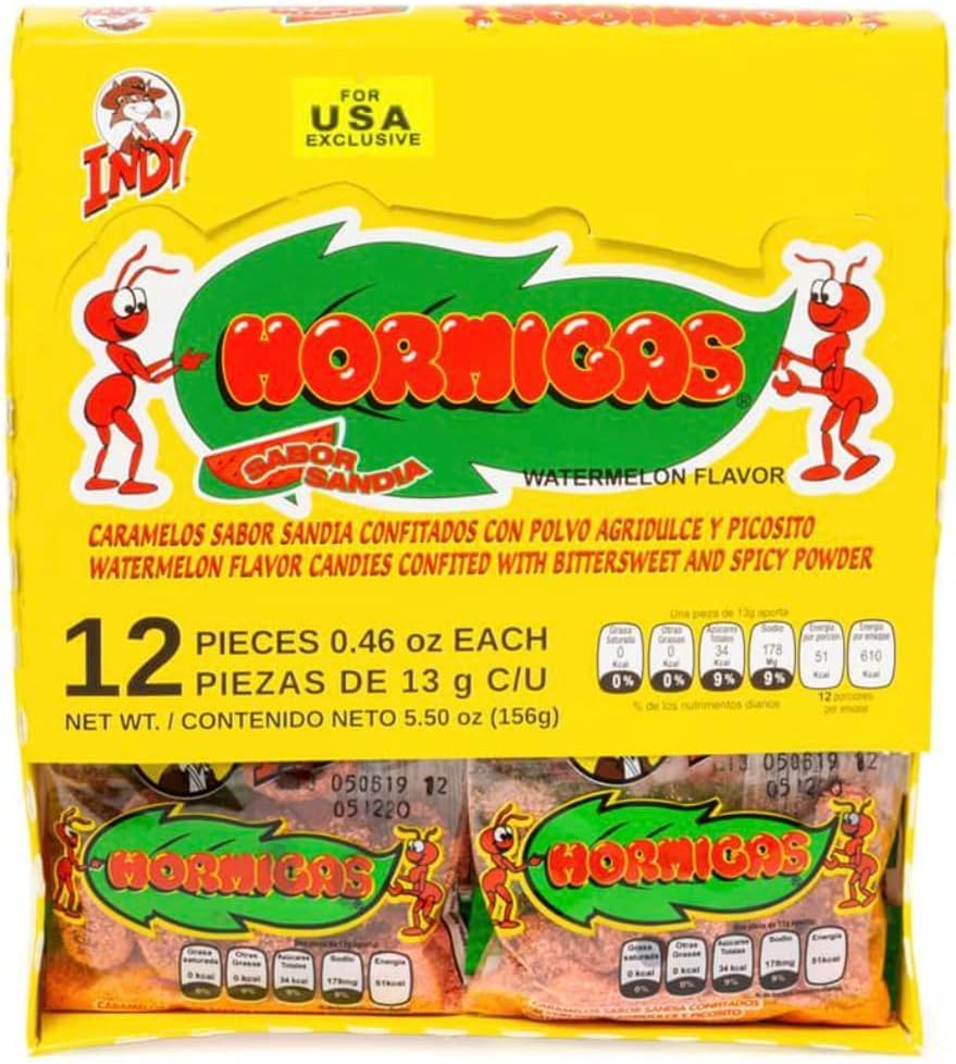 Indy Hormigas Watermelon Flavor Candies with Bittersweet and Spicy Powder