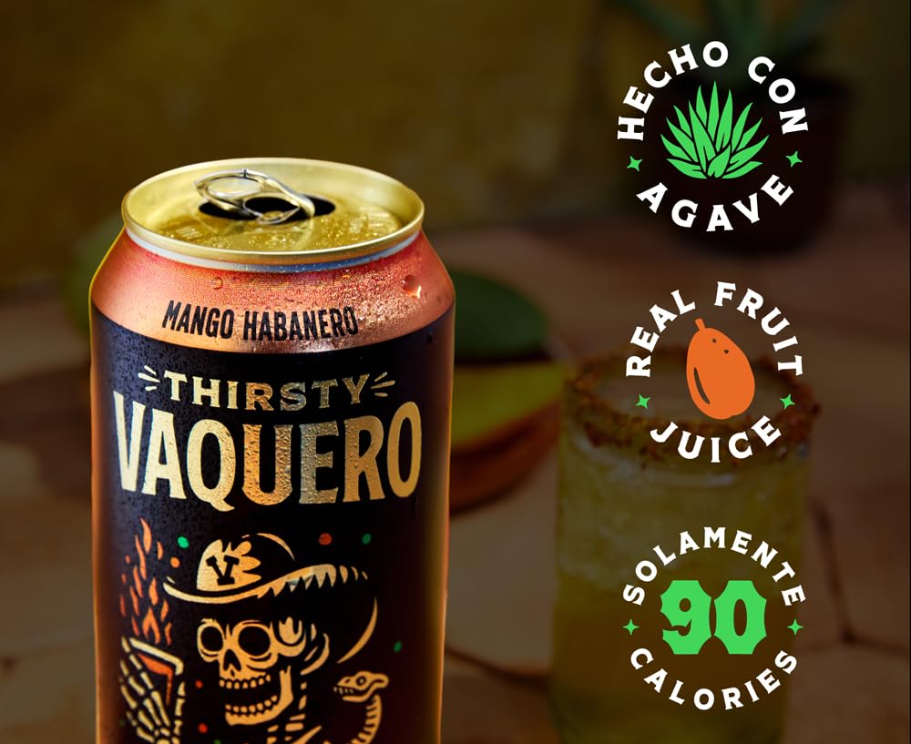 Thirsty Vaquero, Variety Pack, Mexican-inspired soda, Real Fruit Juice & Savory Spices, Organic Agave, Low Calorie | Lime, Salt & Chile, Watermelon Jalapeno, Mango Habanero (12-Pack | 16Oz Cans)