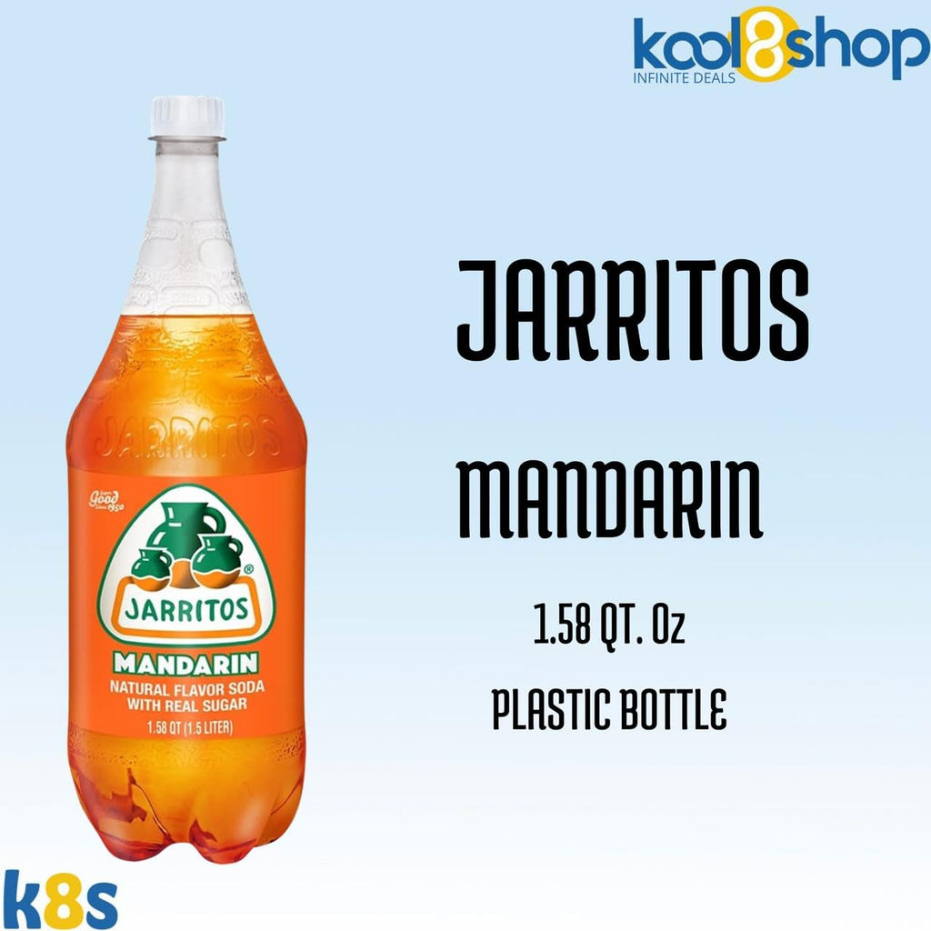 Jarritos Variety Collection Mexican Soft Soda Drink Flavors May Vary 1.5 Lt Plastic Bottles 5-Pack + 15 Sugarcane Disposable Straws by KOOL8SHOP Infinite Deals