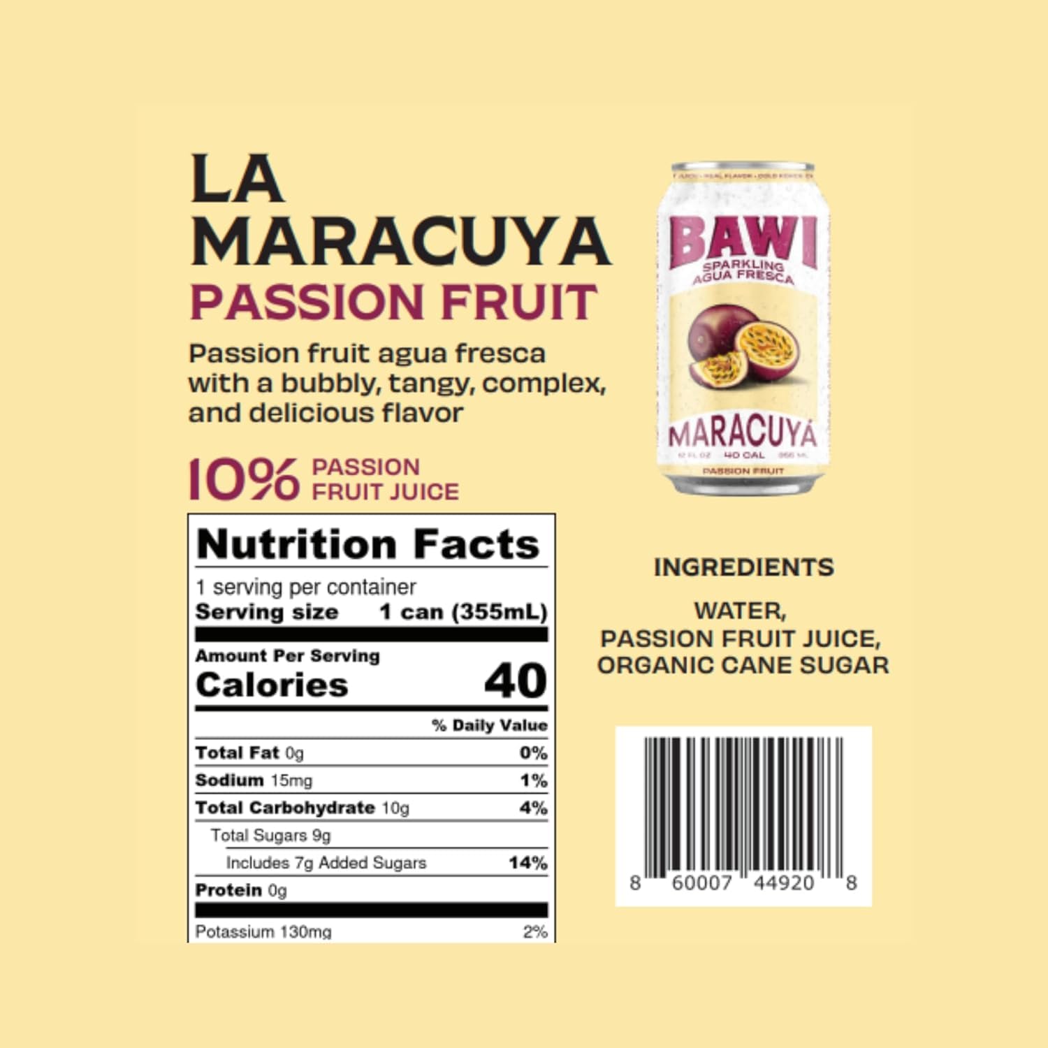 Bawi Sparkling Agua Fresca, 4 Pack Sparkling Water, Plant-Based, Low Calorie, Less Sugar, Mexican Drink Made in the USA (4 Count, Guava)