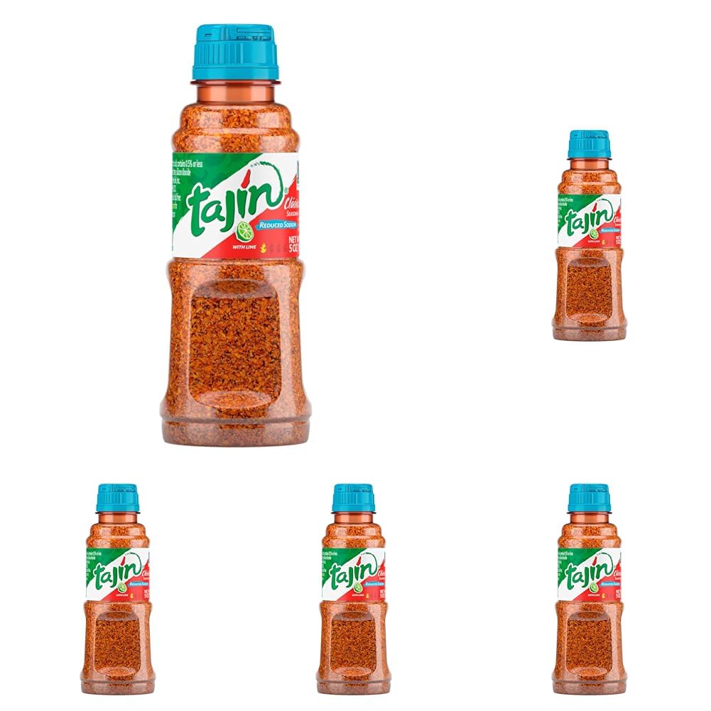 Tajin Clásico Reduced Sodium Seasoning, Authentic Mexican Chile Lime Spice Blend for Fruit, Vegetables, Salad Bowls, Avocado, Cucumber, and Fresh Produce, Zesty Flavor Enhancer, 5 oz, (Pack of 1)