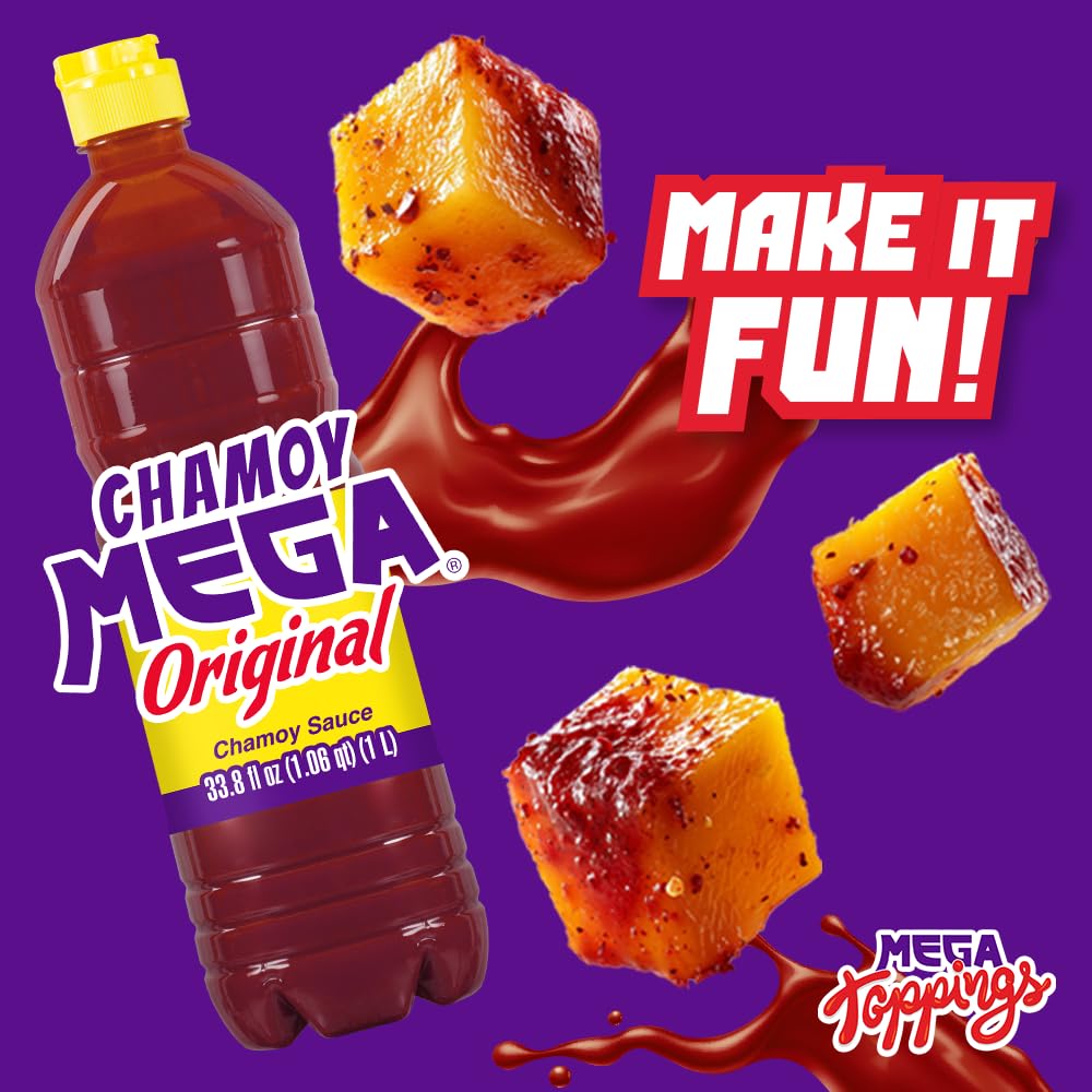 Chamoy Mega Sauce – 33.8 oz Authentic Mexican Chamoy for Fruit, Candy & Drinks – Sweet, Tangy, Salty & Mildly Spicy with a Bold, Classic Mexican Flavor