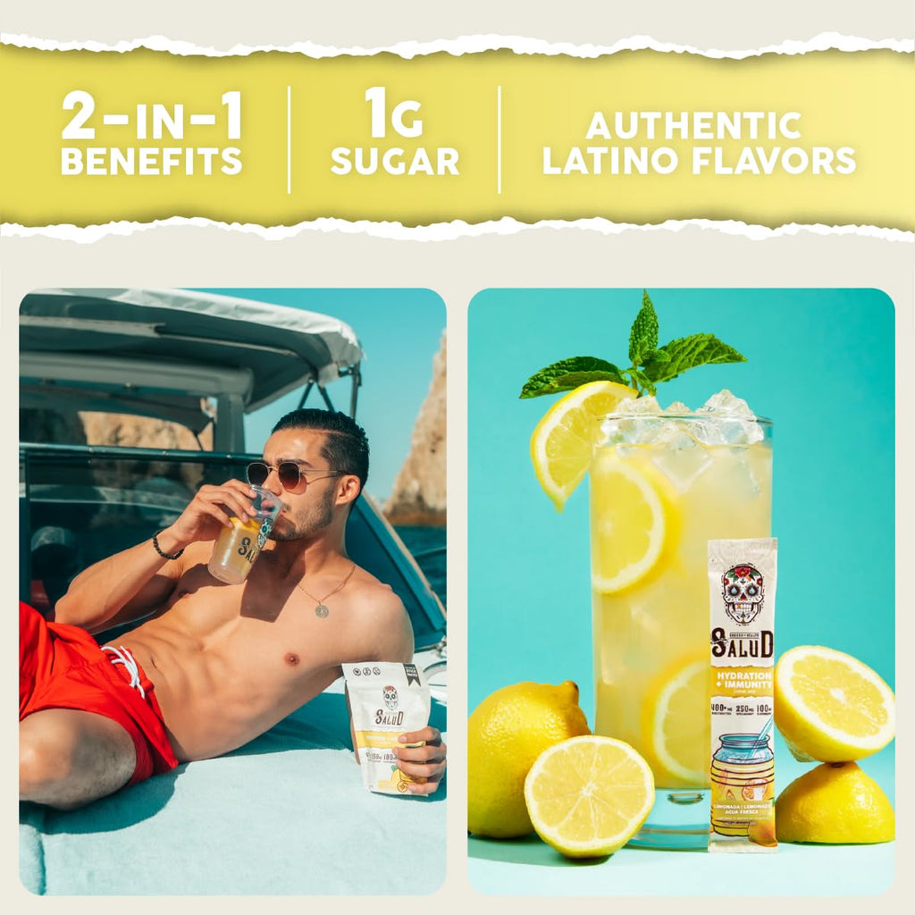 Salud x Jarritos 2-in-1 Hydration Packets + Immunity Electrolytes Powder, Guava - Agua Fresca Drink Mix, Elderberry, Dairy & Soy Free, Non-GMO, Gluten Free, Vegan, 1g Sugar (15 Servings)