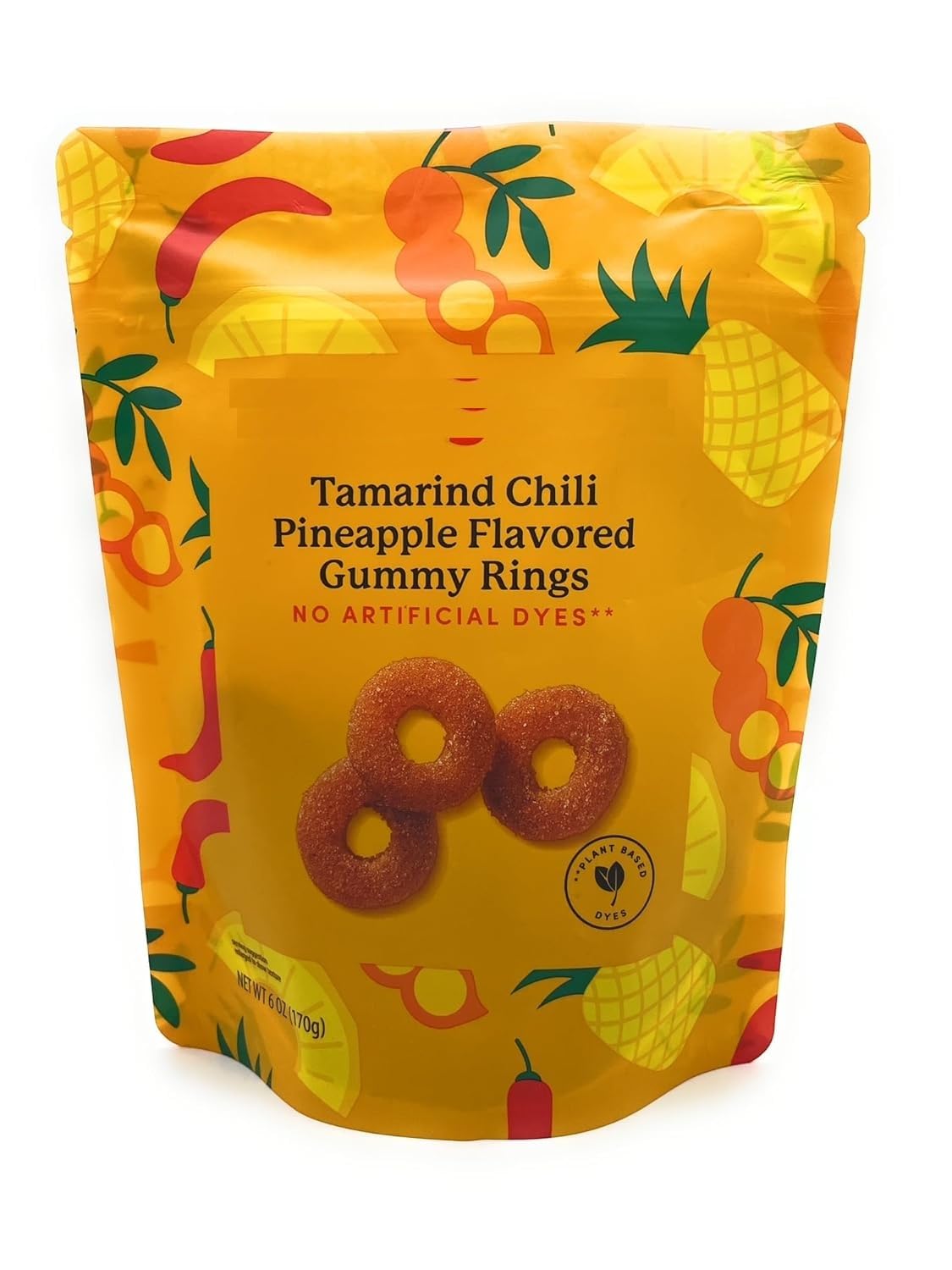 Tamarind Chili Pineapple Flavored Gummy Rings, Bettergoods 6oz/170g – Pack of 1
